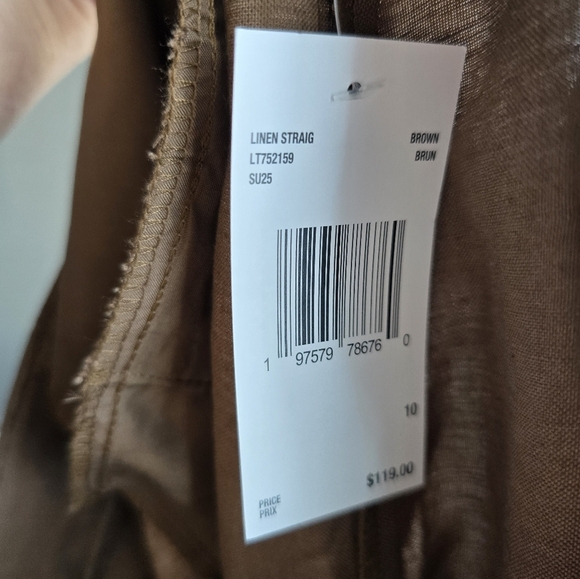 LOFT Wide Leg Brown Pants Trousers Linen High Waist Size 10 M - Picture 12 of 13